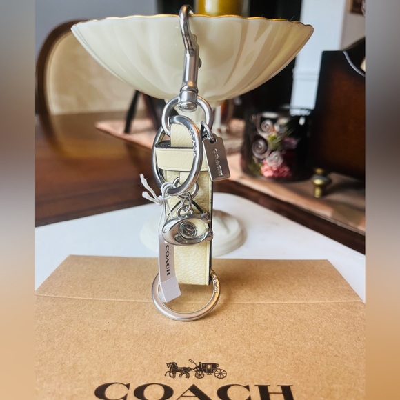 Coach Cream Leather Keychain with Silver Hardware (NWT) - Picture 8 of 9